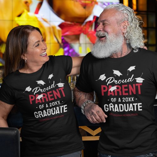 Black Red Proud Parent 2025 Graduate T_Shirt