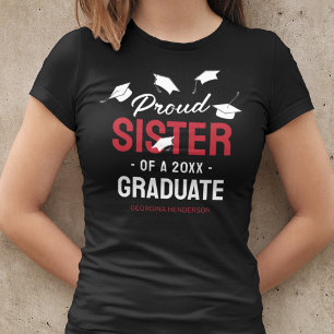 Black Red Proud Sister 2026 Graduate T-Shirt