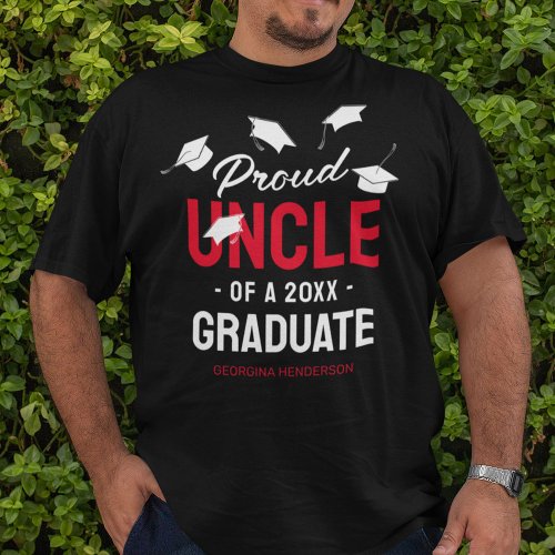 Black Red Proud Uncle 2024 Graduate T_Shirt