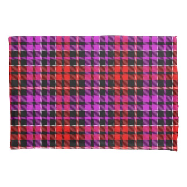 Black Red Purple Plaid Tartan Design  Pillow Case (Front)