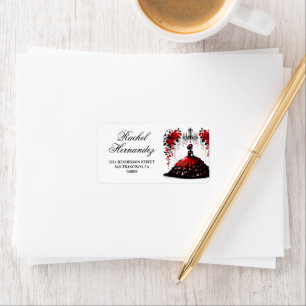 Black & Red Quinceañera Girl Label