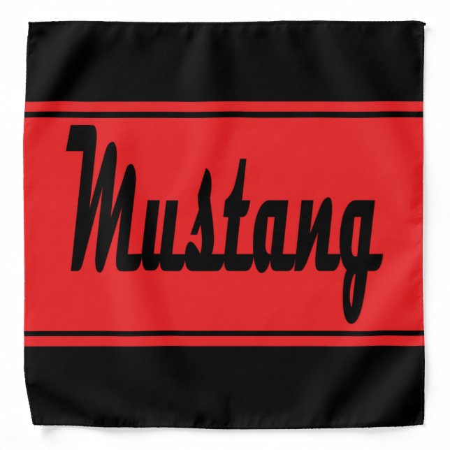 Black Red Racing Stripes Mustang Bandana (Front)