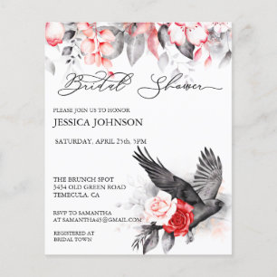 Black Red Raven Crow Autumn Bridal Shower
