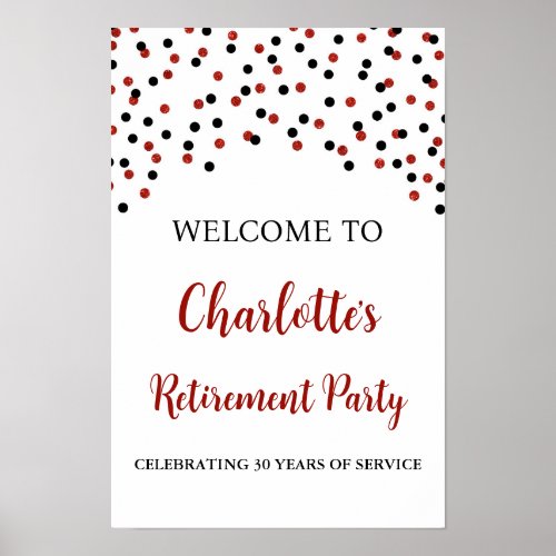Black Red Retirement Party Custom 12x18 Poster
