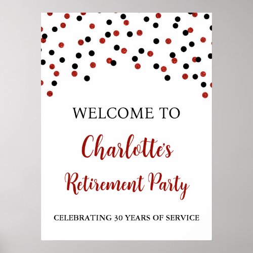 Black Red Retirement Party Custom 18x24 Poster