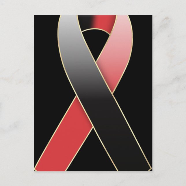 Black & Red Ribbon Awareness Postcard (Front)