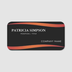 Black Red Ribbon Elegance Modern Minimalism Name Tag