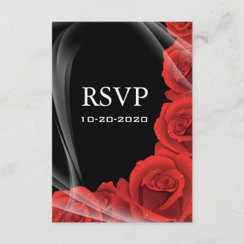 Black & Red Rose Wedding Rsvp Response Cards by natureprints at Zazzle