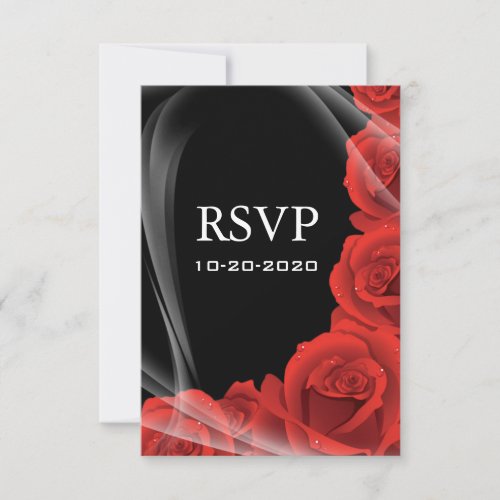 Black &amp; Red Rose Wedding RSVP Response Cards