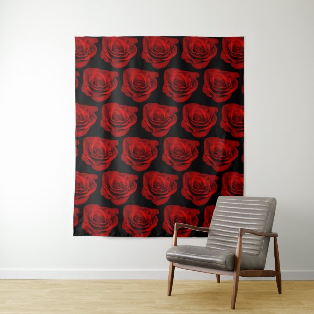 Black Red Roses Photo Textured Wedding Backdrop (In Situ)