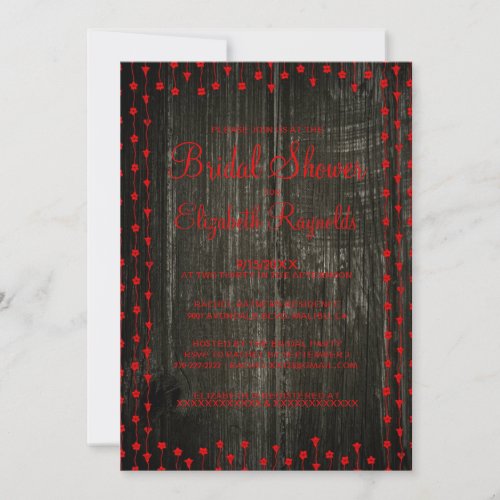 Black Red Rustic Country Bridal Shower Invitations