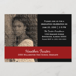 Black/Red School Color Blocks Grad Invite
