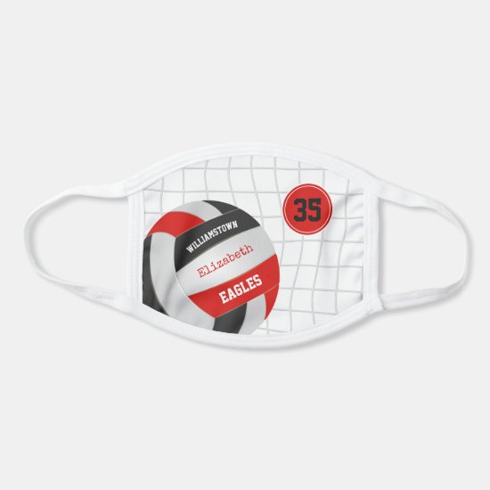 black red school team colors girls volleyball face mask