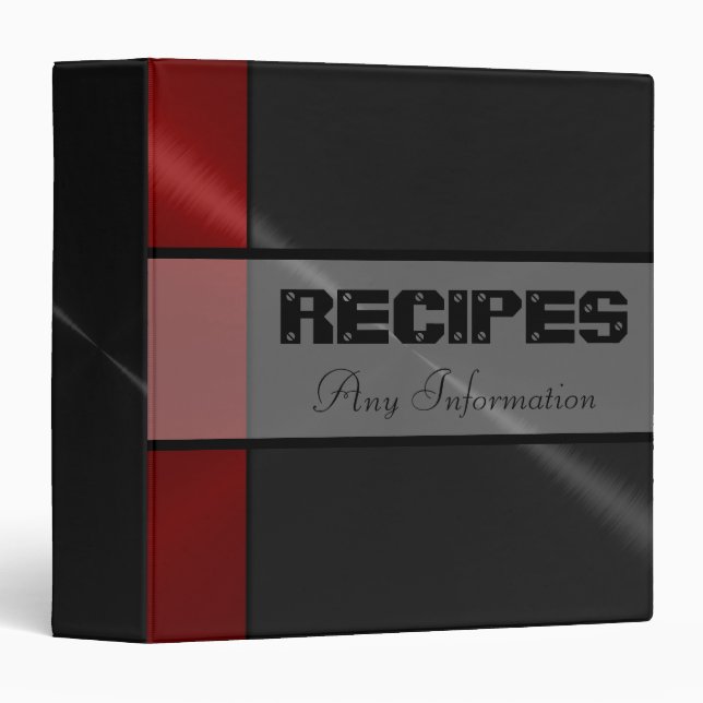 Black Red Shiny Stainless Steel Metal Binder (Front/Spine)