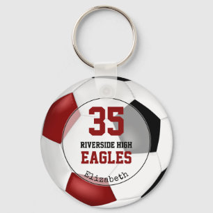 black red simple soccer ball girl team spirit keychain