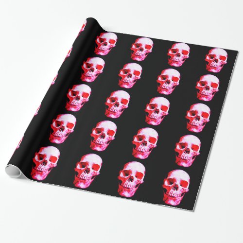 Black  Red Skull Christmas Wrapping Paper