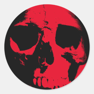 Black & Red Skull Classic Round Sticker