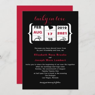 Black Red Slot Machine Wedding Invitation