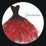 Black Red Sparkle Elegant Dress Birthday Party Classic Round Sticker<br><div class="desc">Stickers</div>