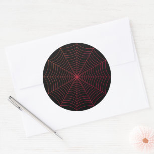 Black red spider web Halloween pattern Classic Round Sticker