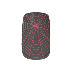 Black red spider web Halloween pattern Minx Nail Art