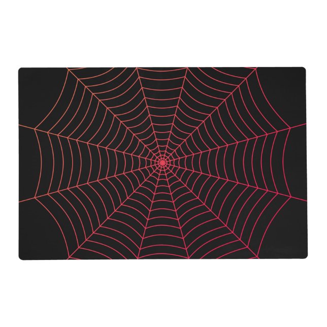 Black red spider web Halloween pattern Placemat (Front)