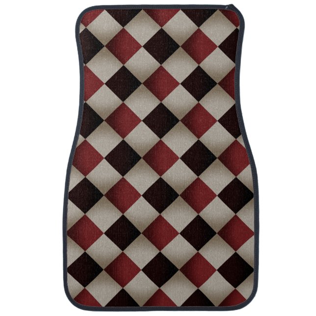 Black Red Sport Car Floor Mat (Front)