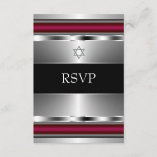 Black Red Star of David Bar Mitzvah RSVP