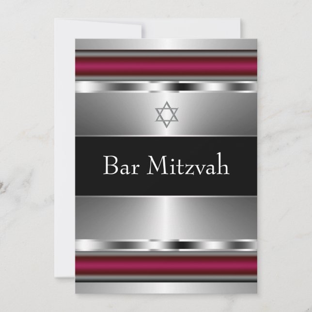 Black Red Star of David Bar Mitzvah Template (Front)