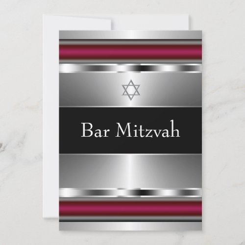 Black Red Star of David Bar Mitzvah Template Custom Invitations