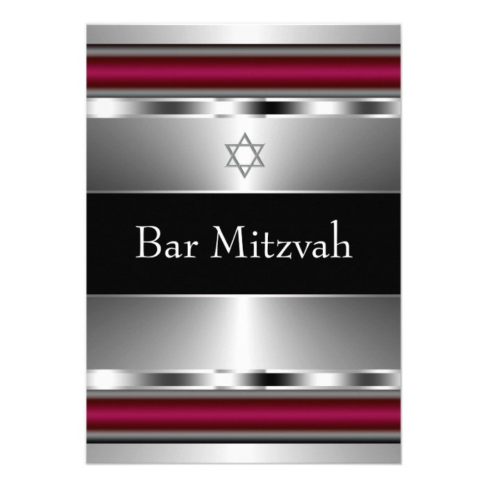 Black Red Star of David Bar Mitzvah Template Custom Invitations