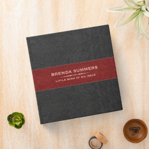 Black & Red Stitched Leather Black 3 Ring Binder