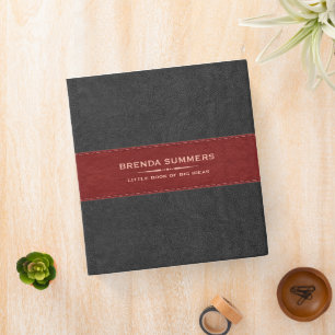 Black & Red Stitched Leather Black 3 Ring Binder