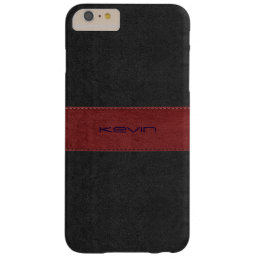 Black &amp; Red Stitched Vintage Leather Barely There iPhone 6 Plus Case