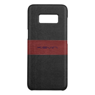 Black & Red Stitched Vintage Leather Case-Mate Samsung Galaxy S8 Case