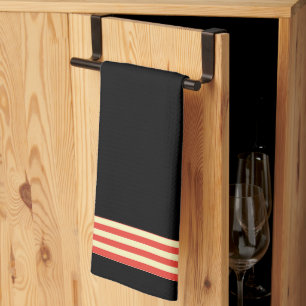 Black + Red Stripe Trim Kitchen Dish Towel