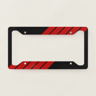 Black Red Striped 70s 80s Retro Racing Stripes License Plate Frame