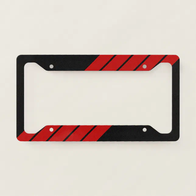 Black Red Striped 70s 80s Retro Racing Stripes License Plate Frame | Zazzle