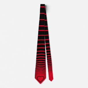 Black Red Striped Tie with Heart or Choose Colors
