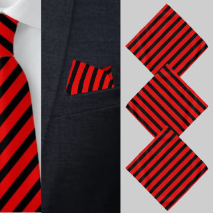 Black Red Striped Wedding Pocket Square Bandana