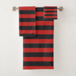 Black &amp; Red Stripes Bath Towel Set at Zazzle