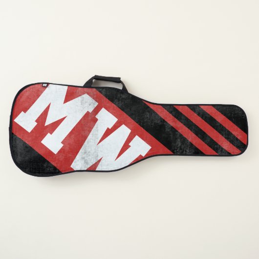 black red stripes + guitarist initials on modern guitar case (Front)