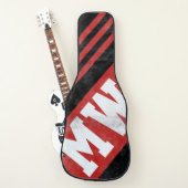 black red stripes + guitarist initials on modern guitar case (Front)