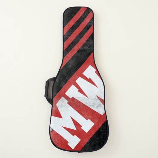 black red stripes + guitarist initials on modern guitar case (Front)