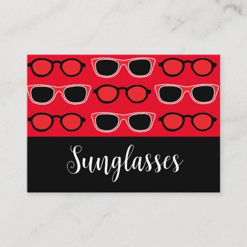 Black Red Sunglasses Pattern Business Card