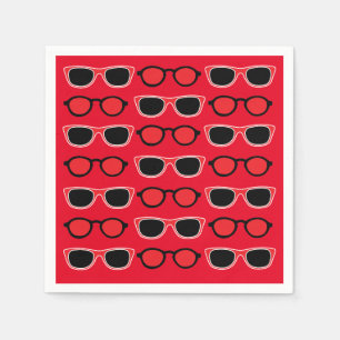 Black Red Sunglasses Summer Beach Pool Party Napkins