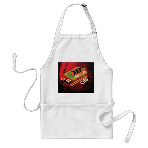 Black  Red Sushi Cook Adult Apron