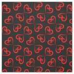 Black Red Swirly Hearts Pattern Elegant Valentine Fabric