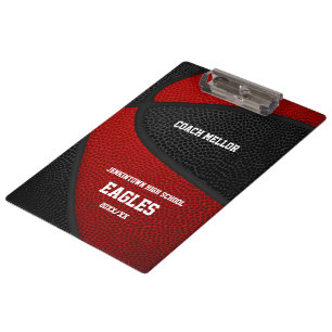 black red team colors basketball coach name clipboard