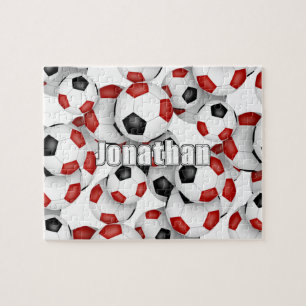 black red team colors boys girls soccer jigsaw puzzle